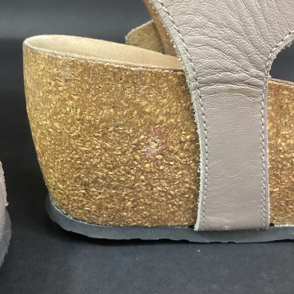 Vionic Orthaheel Strappy Slingback-Women 7-Tan-Flower-Buckle-Cork Heel-Gibraltar - Picture 6 of 13